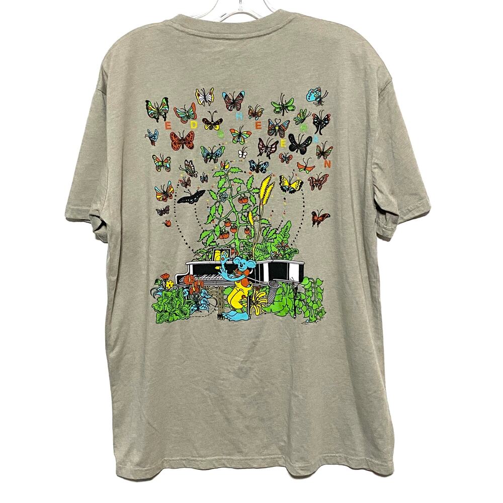Ed Sheeran Mathematics Concert Tour Shirt Mens L Butterflies Garden Colorful
